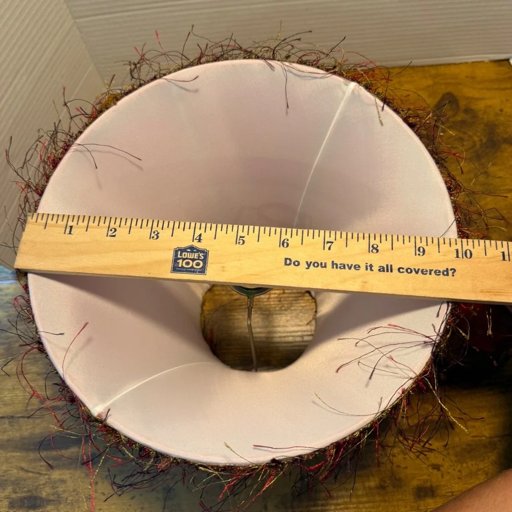 Boho Red Fringe Lamp Shade Base Set Bell Shade Burgundy Gold Romantic Retro Goth